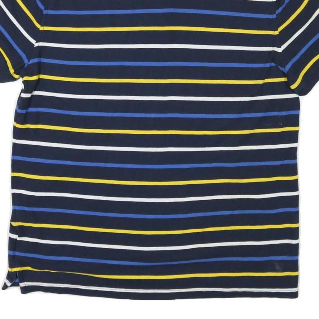 TOMMY HILFIGER Mens Navy Blue & Yellow Striped Polo Shirt Short Sleeve L