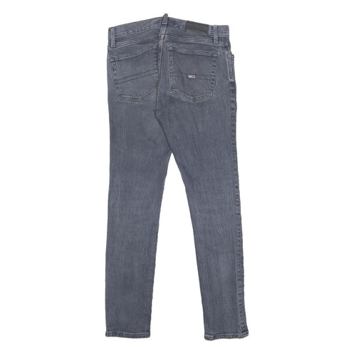 TOMMY JEANS Mens Slim Blue Denim Jeans Cotton Blend W31 L32 Zip Closure Stylish