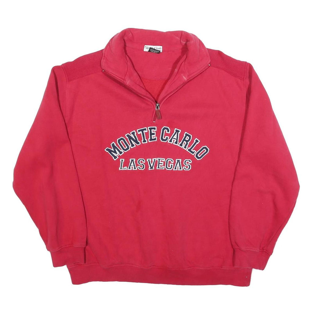 MONTE CARLO Mens Red 1/4 Zip Sweatshirt S Cotton Blend Casual Pullover