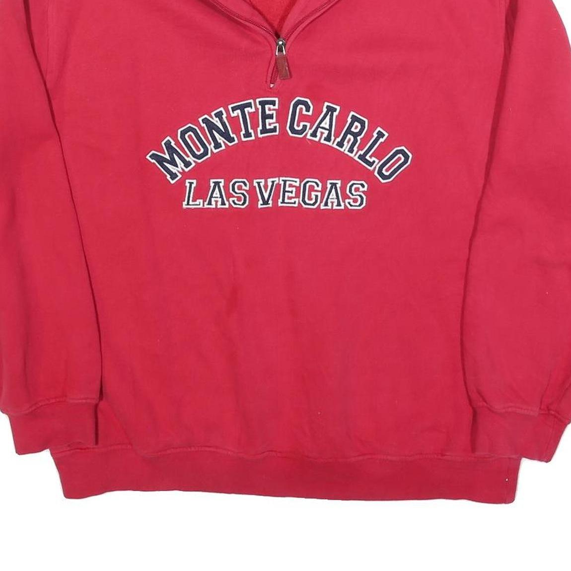 MONTE CARLO Mens Red 1/4 Zip Sweatshirt S Cotton Blend Casual Pullover