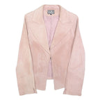 YES OR NO Womens Pink Leather Button Jacket M Suede Tailored Stylish