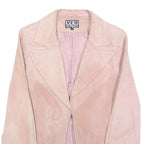 YES OR NO Womens Pink Leather Button Jacket M Suede Tailored Stylish