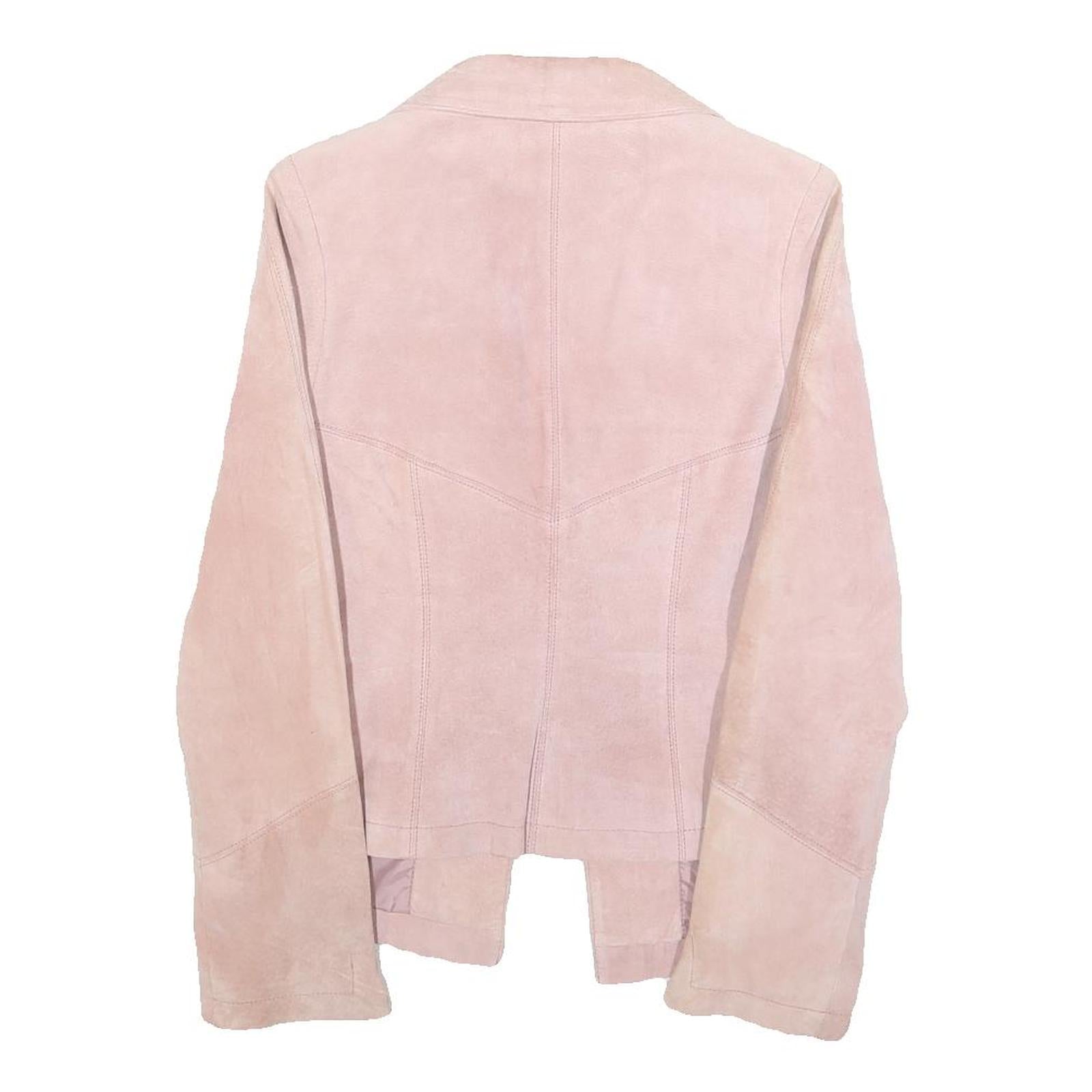 YES OR NO Womens Pink Leather Button Jacket M Suede Tailored Stylish