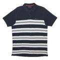 ROCKPORT Mens Navy & White Striped Short Sleeve Polo Shirt M Cotton Blend