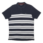 ROCKPORT Mens Navy & White Striped Short Sleeve Polo Shirt M Cotton Blend