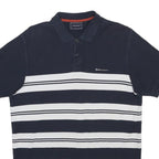ROCKPORT Mens Navy & White Striped Short Sleeve Polo Shirt M Cotton Blend