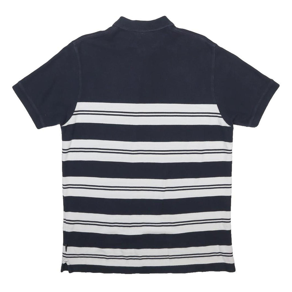 ROCKPORT Mens Navy & White Striped Short Sleeve Polo Shirt M Cotton Blend