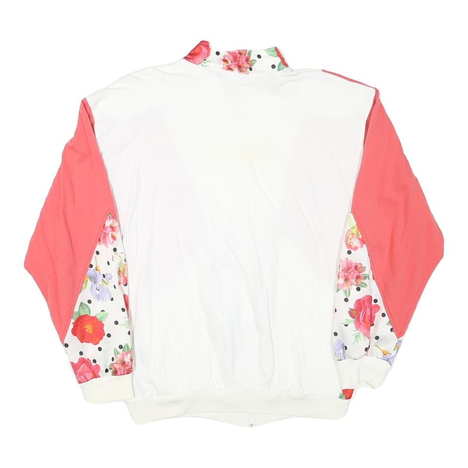CHE COSA Womens White & Pink Floral Cotton Blend Jacket XS Zip Casual