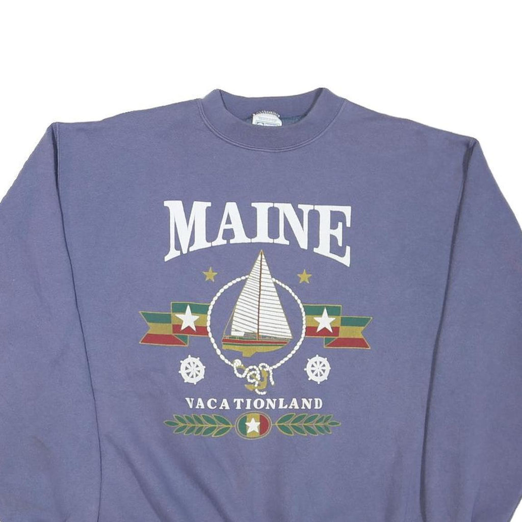 DISCUS Mens Blue Maine Vacationland Crew Neck M Cotton Blend Pullover Sweatshirt