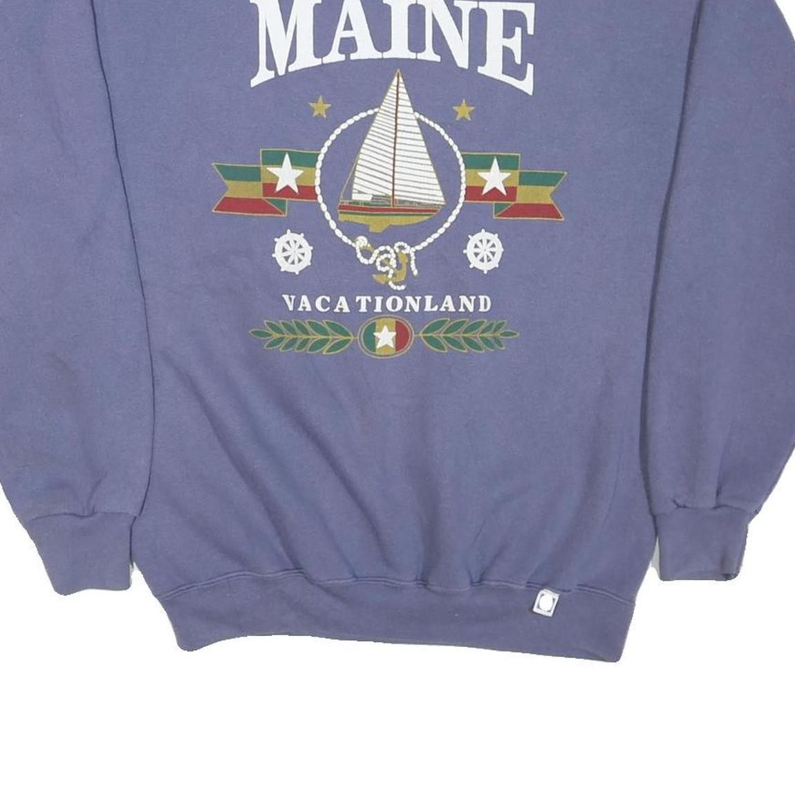 DISCUS Mens Blue Maine Vacationland Crew Neck M Cotton Blend Pullover Sweatshirt