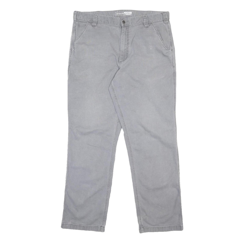 CARHARTT Mens Cotton Blend Relaxed Grey W35 L31 Workwear Trousers Zip Closure