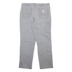 CARHARTT Mens Cotton Blend Relaxed Grey W35 L31 Workwear Trousers Zip Closure