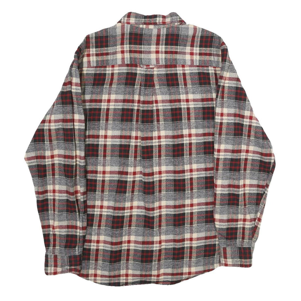 RED HEAD Mens Grey & Red Check Shirt M Button-Down Collar Long Sleeve Cotton