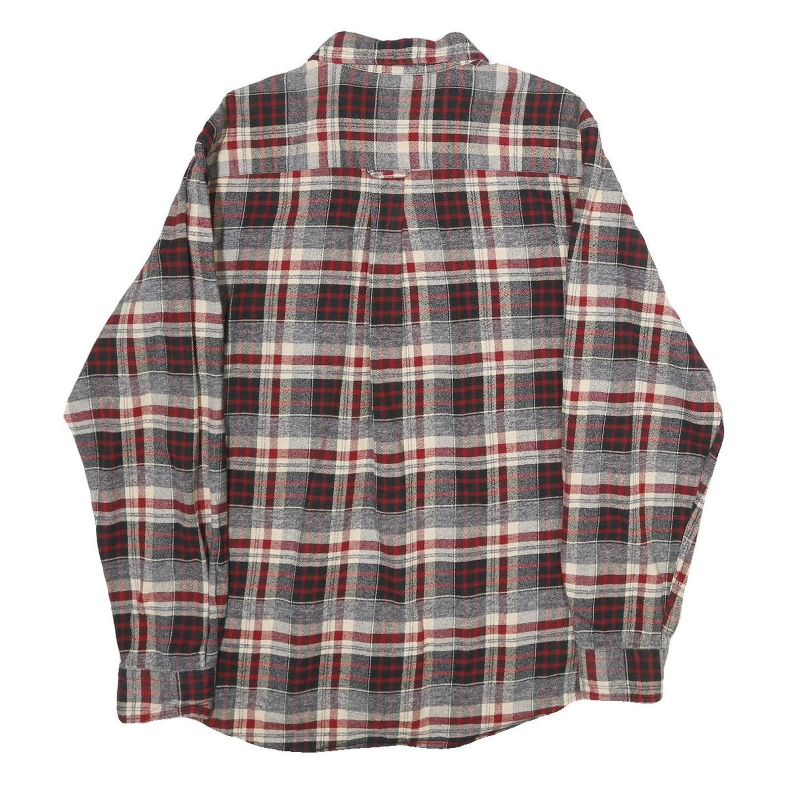 RED HEAD Mens Grey & Red Check Shirt M Button-Down Collar Long Sleeve Cotton