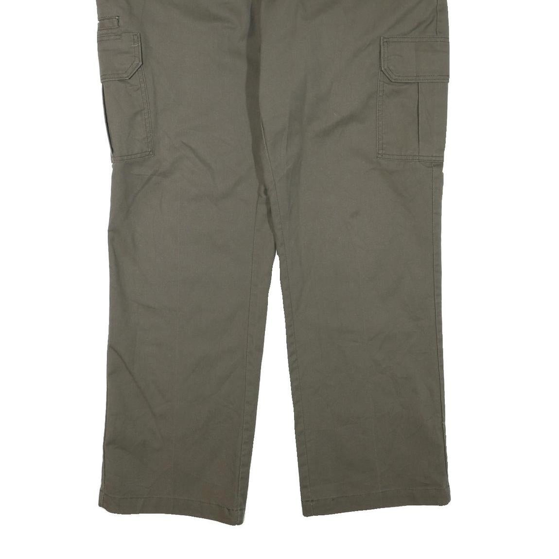 DICKIES Mens Olive Green Regular Cargo Trousers W38 L32 Cotton Blend Zip