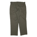 DICKIES Mens Olive Green Regular Cargo Trousers W38 L32 Cotton Blend Zip