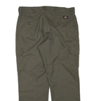 DICKIES Mens Olive Green Regular Cargo Trousers W38 L32 Cotton Blend Zip