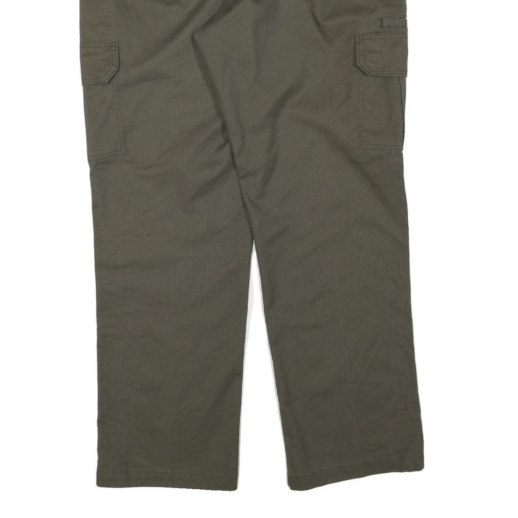 DICKIES Mens Olive Green Regular Cargo Trousers W38 L32 Cotton Blend Zip