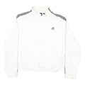 ADIDAS Womens White 3 Stripe 1/4 Zip Hoodie XL Classic Sportswear Sweatshirt