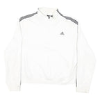 ADIDAS Womens White 3 Stripe 1/4 Zip Hoodie XL Classic Sportswear Sweatshirt