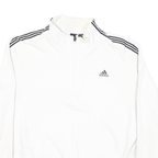 ADIDAS Womens White 3 Stripe 1/4 Zip Hoodie XL Classic Sportswear Sweatshirt