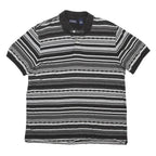 CHAPS Mens Black & Grey Short Sleeve Striped Polo Shirt L Cotton Casual Classic
