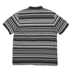 CHAPS Mens Black & Grey Short Sleeve Striped Polo Shirt L Cotton Casual Classic