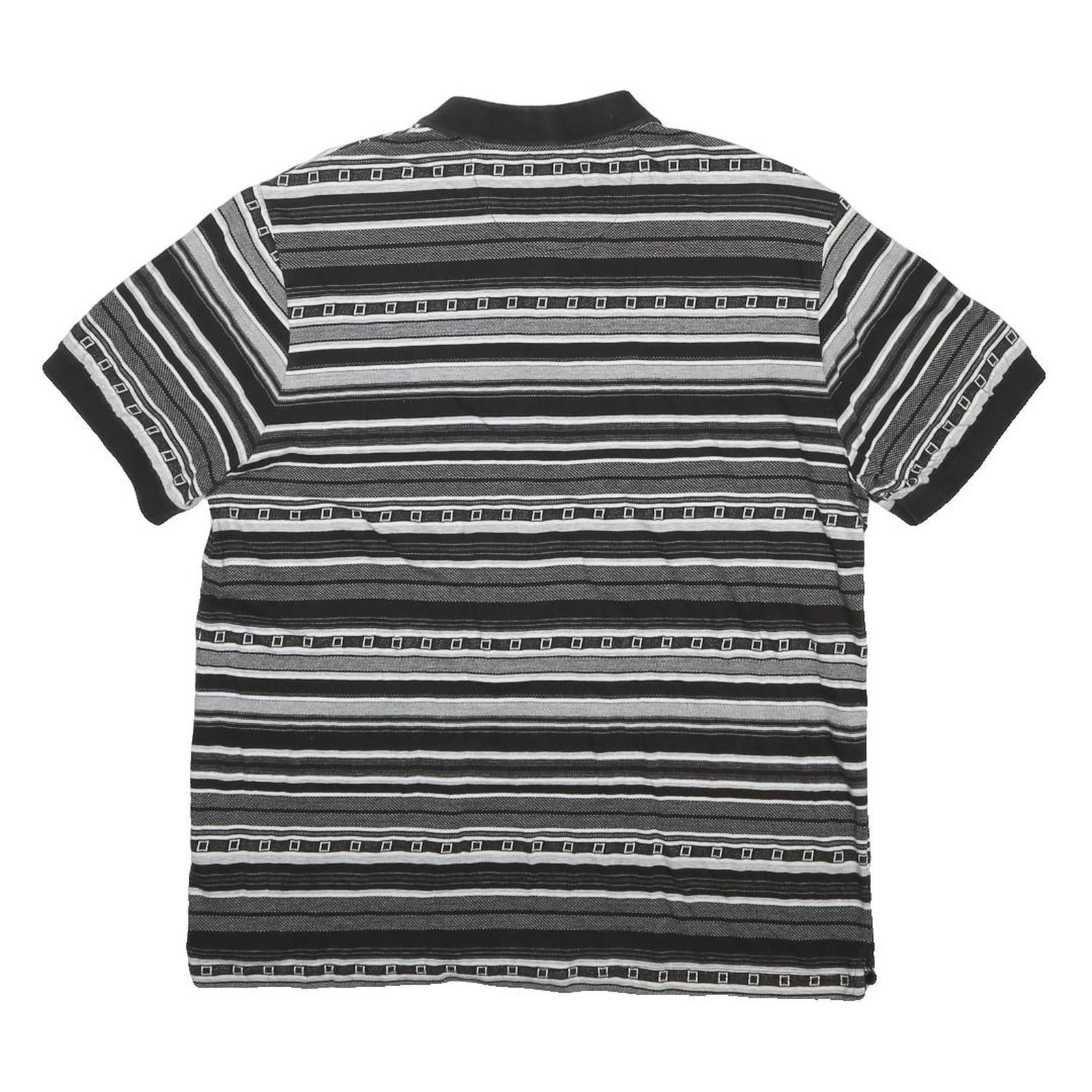CHAPS Mens Black & Grey Short Sleeve Striped Polo Shirt L Cotton Casual Classic