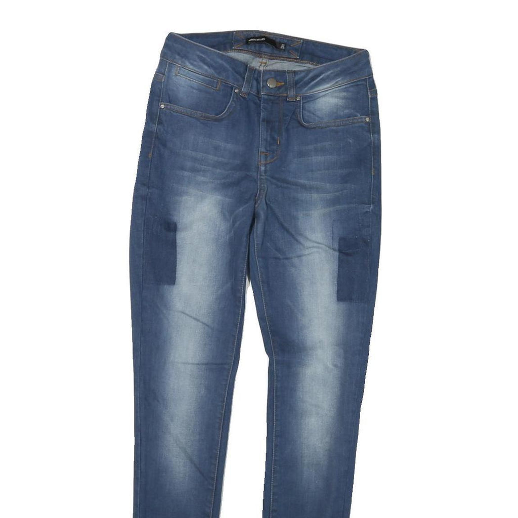 KAREN MILLEN Womens Slim Blue Denim Light W26 L29 Cotton Blend Zip Jeans