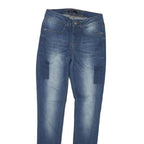 KAREN MILLEN Womens Slim Blue Denim Light W26 L29 Cotton Blend Zip Jeans