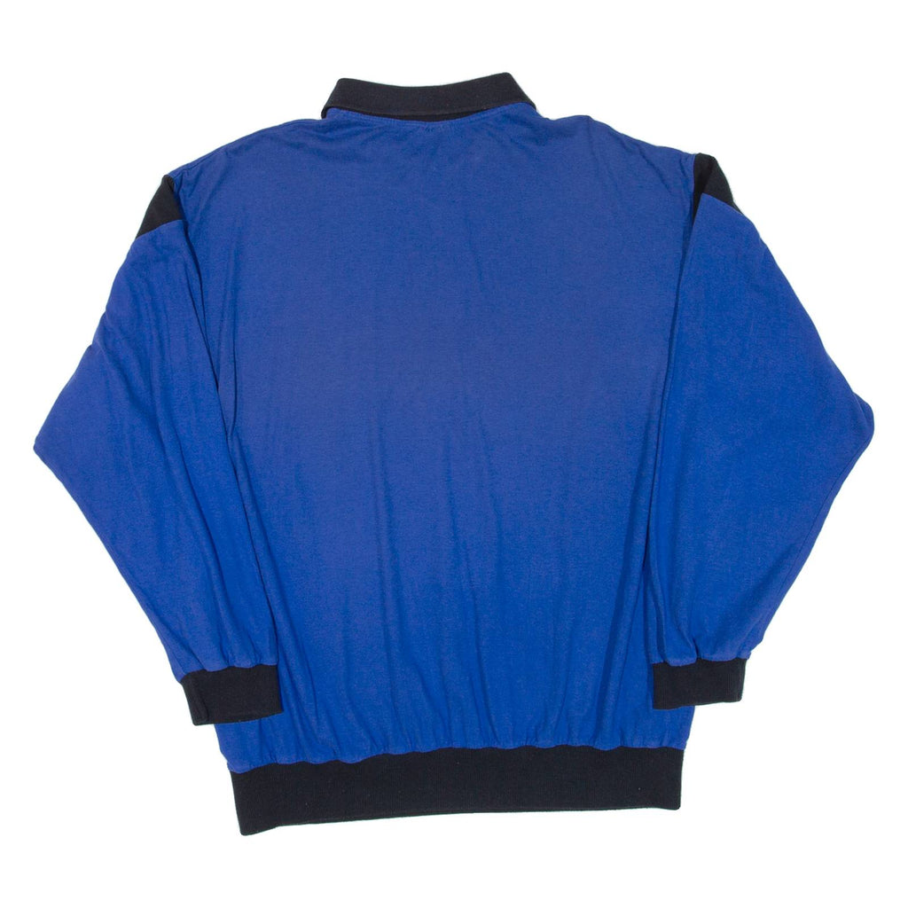 Mens Polo Shirt Blue Long Sleeve L