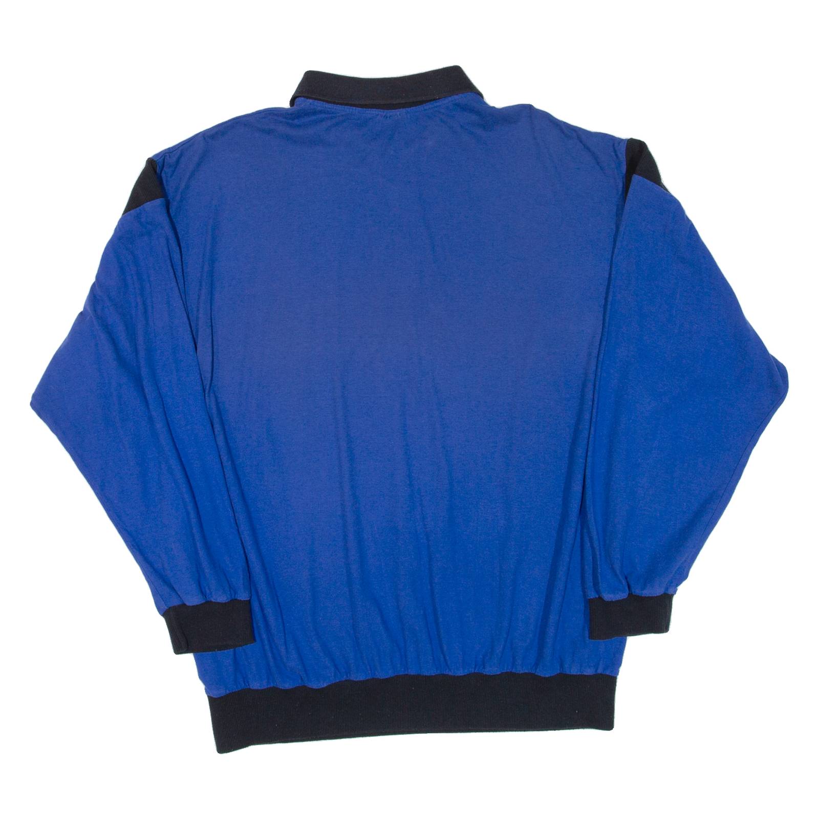 Mens Polo Shirt Blue Long Sleeve L