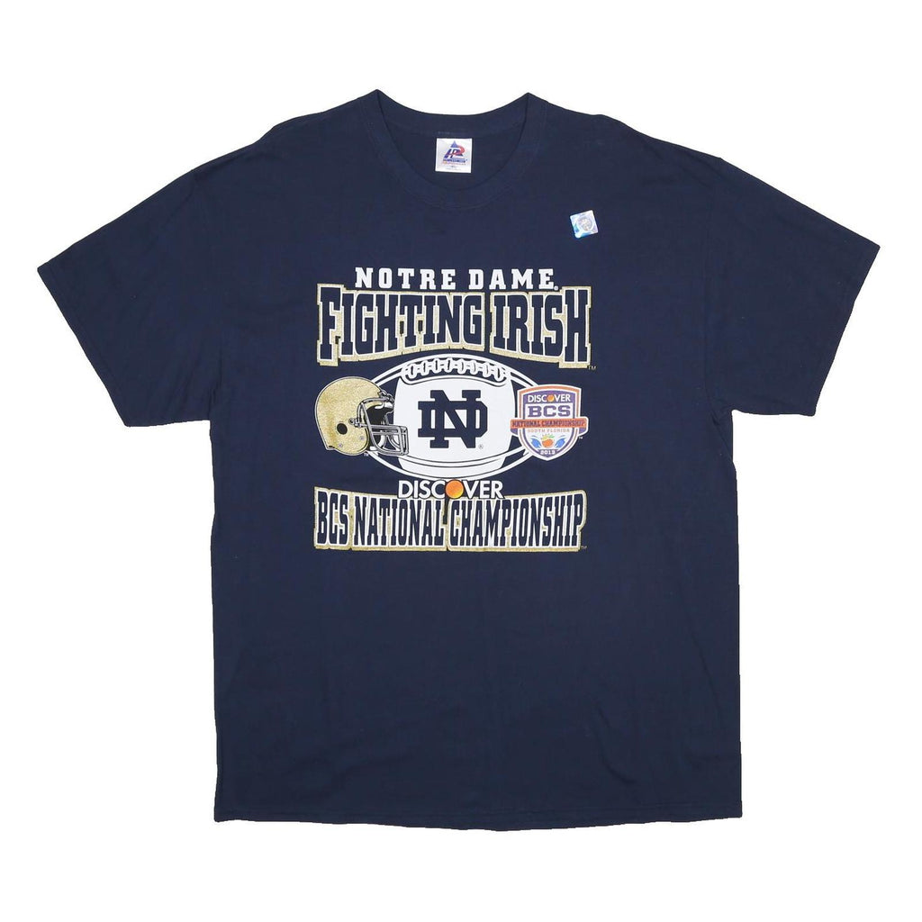 TRI-LAKE Mens Navy Blue Notre Dame Fighting Irish Graphic T-Shirt XL Crew Neck