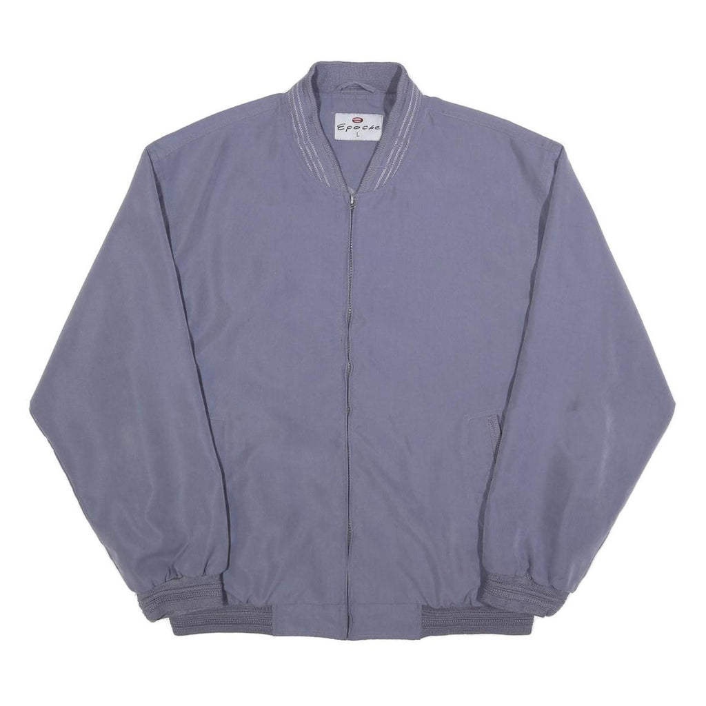 EPOCHE Mens Blue Grey Jacket L Polyester Blend Zip Bomber Casual Winter