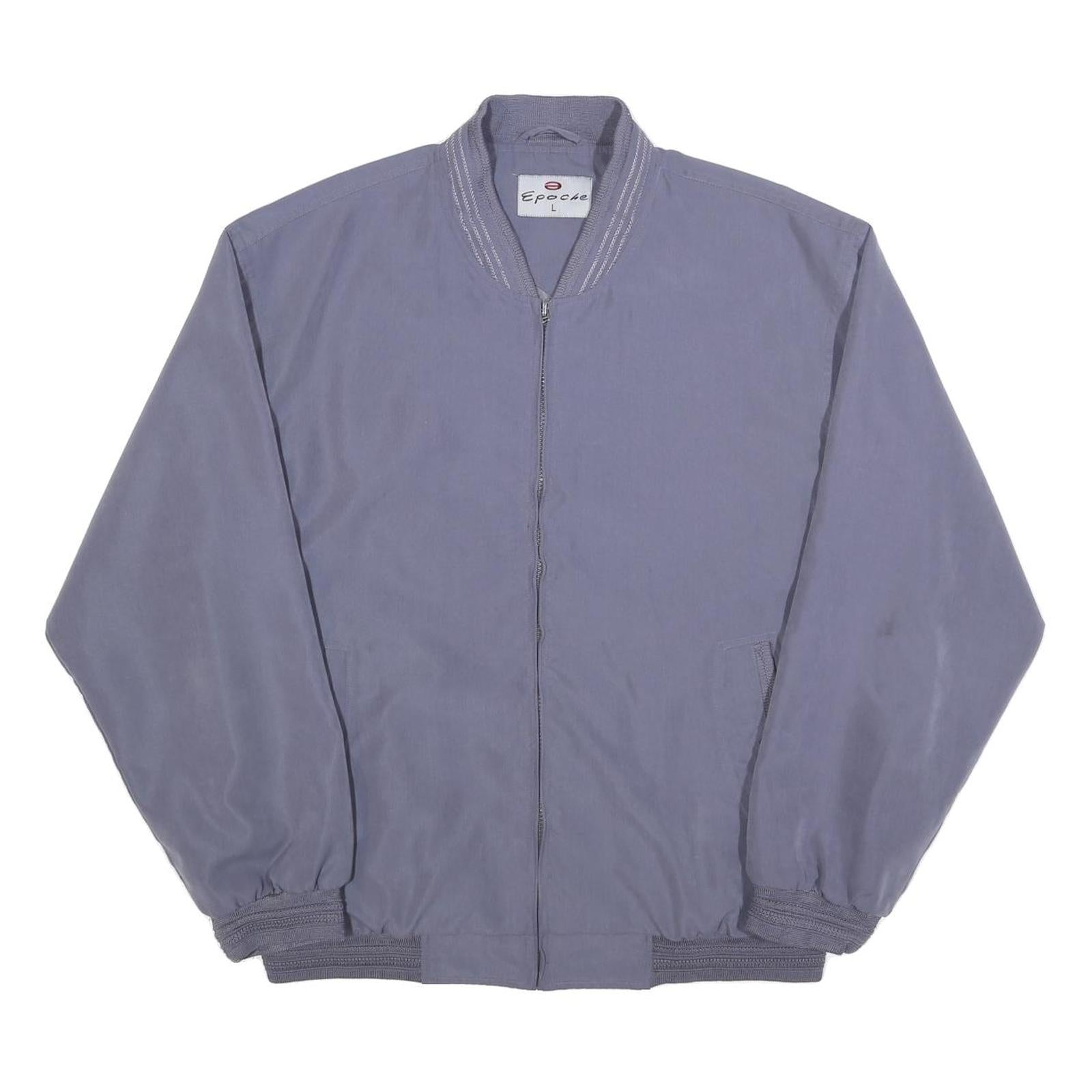 EPOCHE Mens Blue Grey Jacket L Polyester Blend Zip Bomber Casual Winter