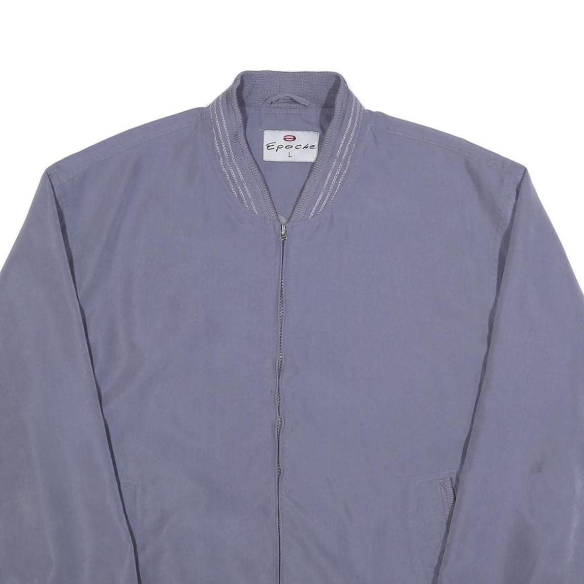 EPOCHE Mens Blue Grey Jacket L Polyester Blend Zip Bomber Casual Winter