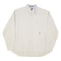 TOMMY HILFIGER Mens White Cotton Blend Shirt L Button Down Collar Long Sleeve