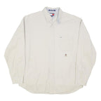 TOMMY HILFIGER Mens White Cotton Blend Shirt L Button Down Collar Long Sleeve