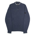 BEN SHERMAN Mens Jumper Blue 1/4 Zip Tight Knit L