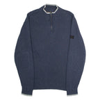 BEN SHERMAN Mens Jumper Blue 1/4 Zip Tight Knit L