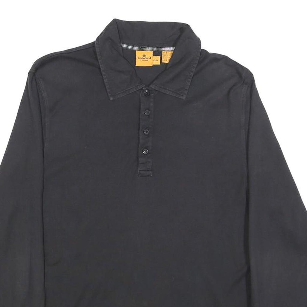 TIMBERLAND Mens Black Long Sleeve Plain S Cotton Blend Polo Shirt Casual