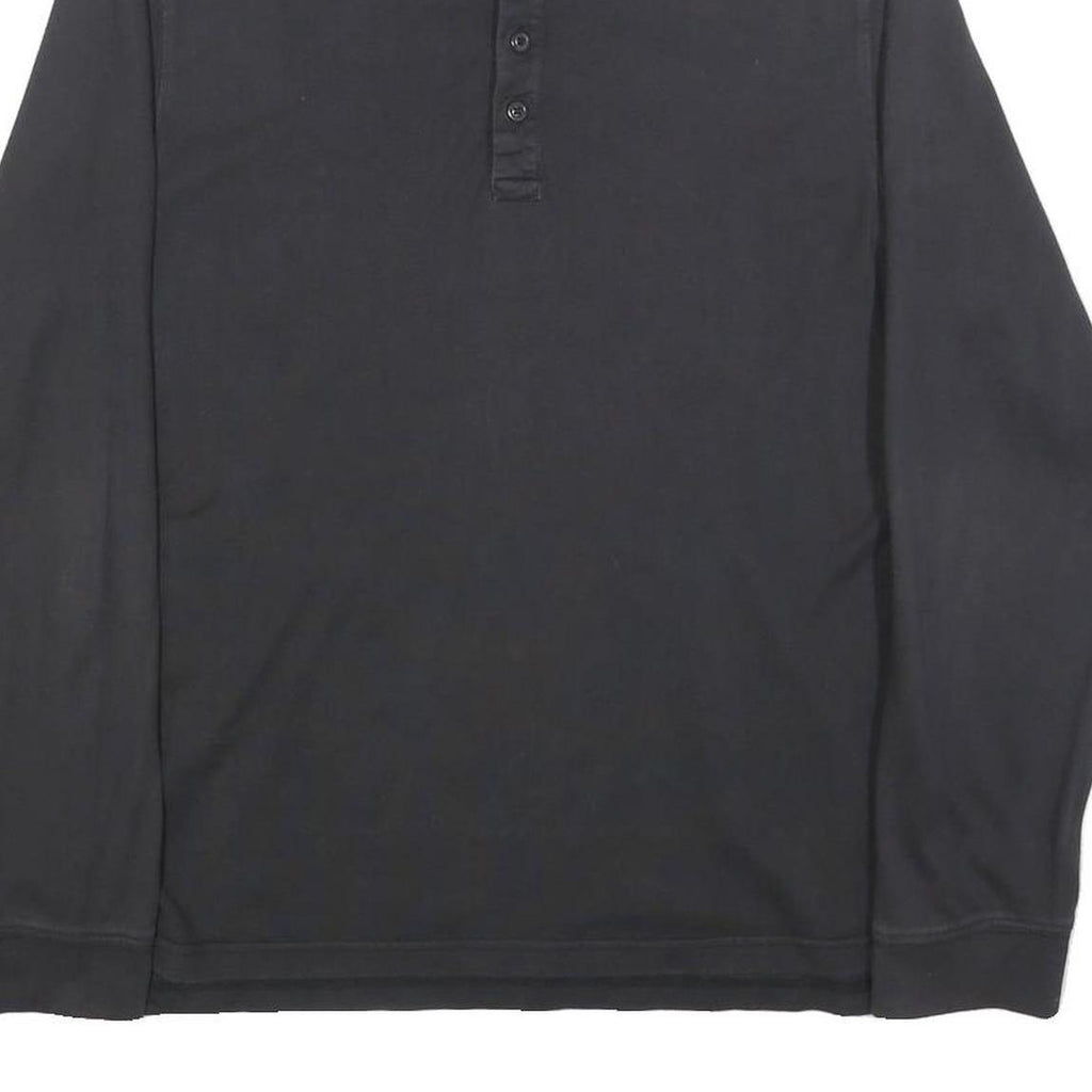 TIMBERLAND Mens Black Long Sleeve Plain S Cotton Blend Polo Shirt Casual