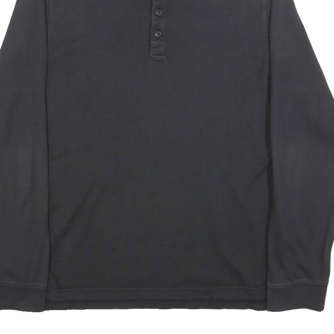 TIMBERLAND Mens Black Long Sleeve Plain S Cotton Blend Polo Shirt Casual