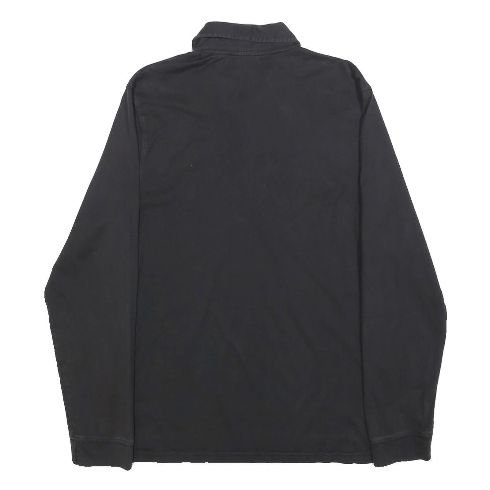 TIMBERLAND Mens Black Long Sleeve Plain S Cotton Blend Polo Shirt Casual