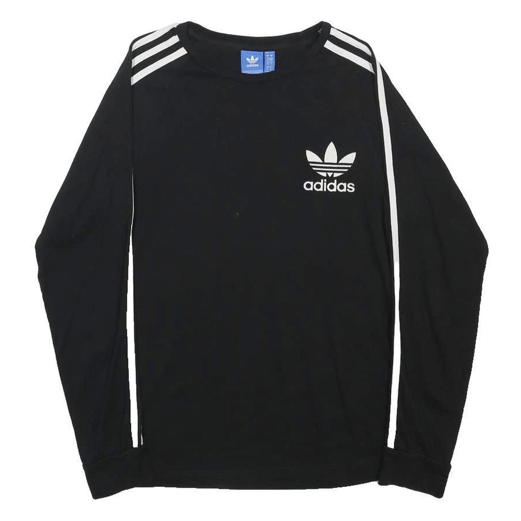 ADIDAS Mens Black & White Logo Long Sleeve Crew Neck T-Shirt S Cotton Blend