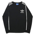 ADIDAS Mens Black & White Logo Long Sleeve Crew Neck T-Shirt S Cotton Blend