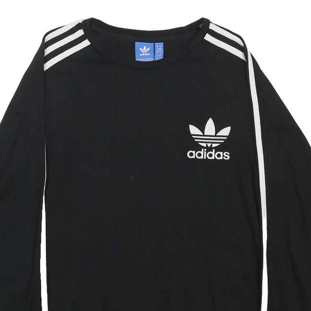ADIDAS Mens Black & White Logo Long Sleeve Crew Neck T-Shirt S Cotton Blend
