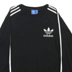 ADIDAS Mens Black & White Logo Long Sleeve Crew Neck T-Shirt S Cotton Blend
