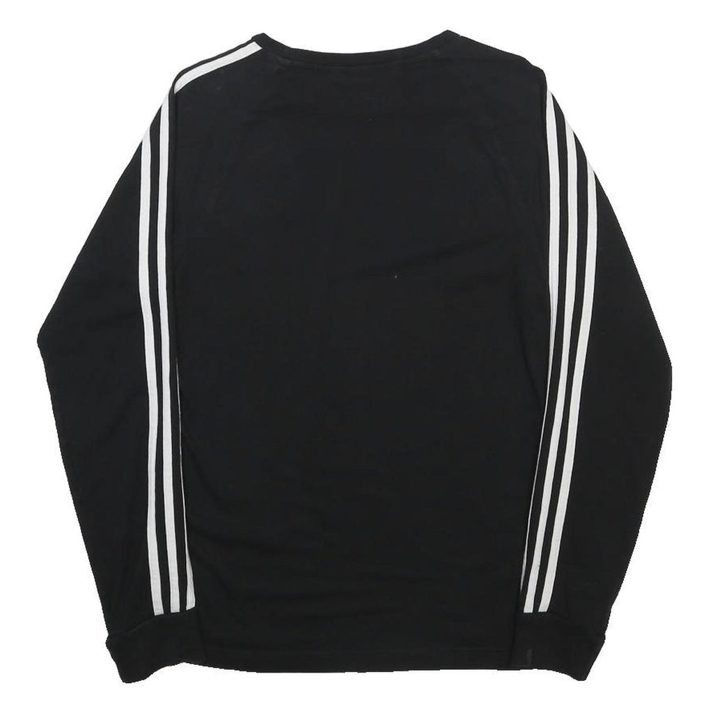 ADIDAS Mens Black & White Logo Long Sleeve Crew Neck T-Shirt S Cotton Blend