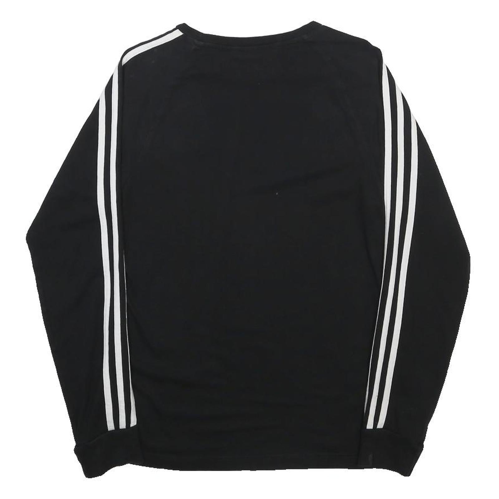 ADIDAS Mens Black & White Logo Long Sleeve Crew Neck T-Shirt S Cotton Blend